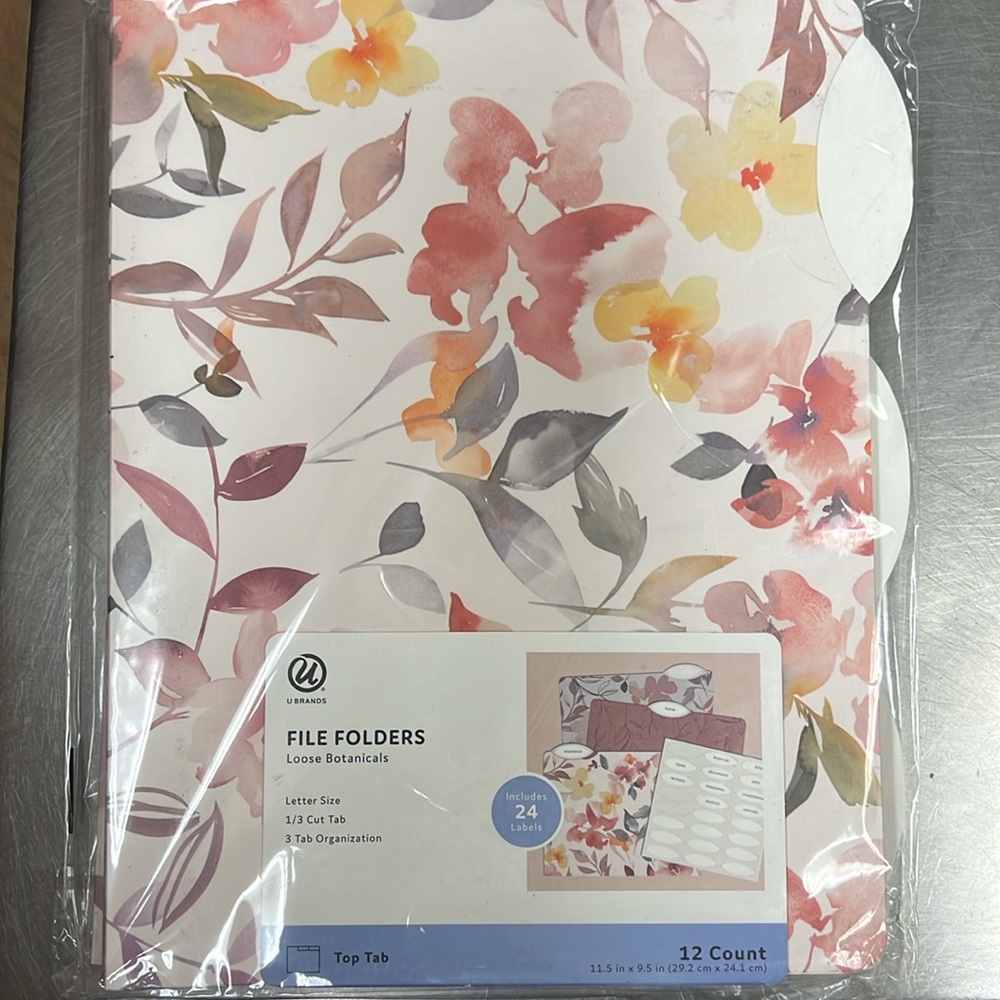 U Brands Decorative File Folders, 12 Ct, Floral Design, 1/3-Cut Tabs, Letter Sz